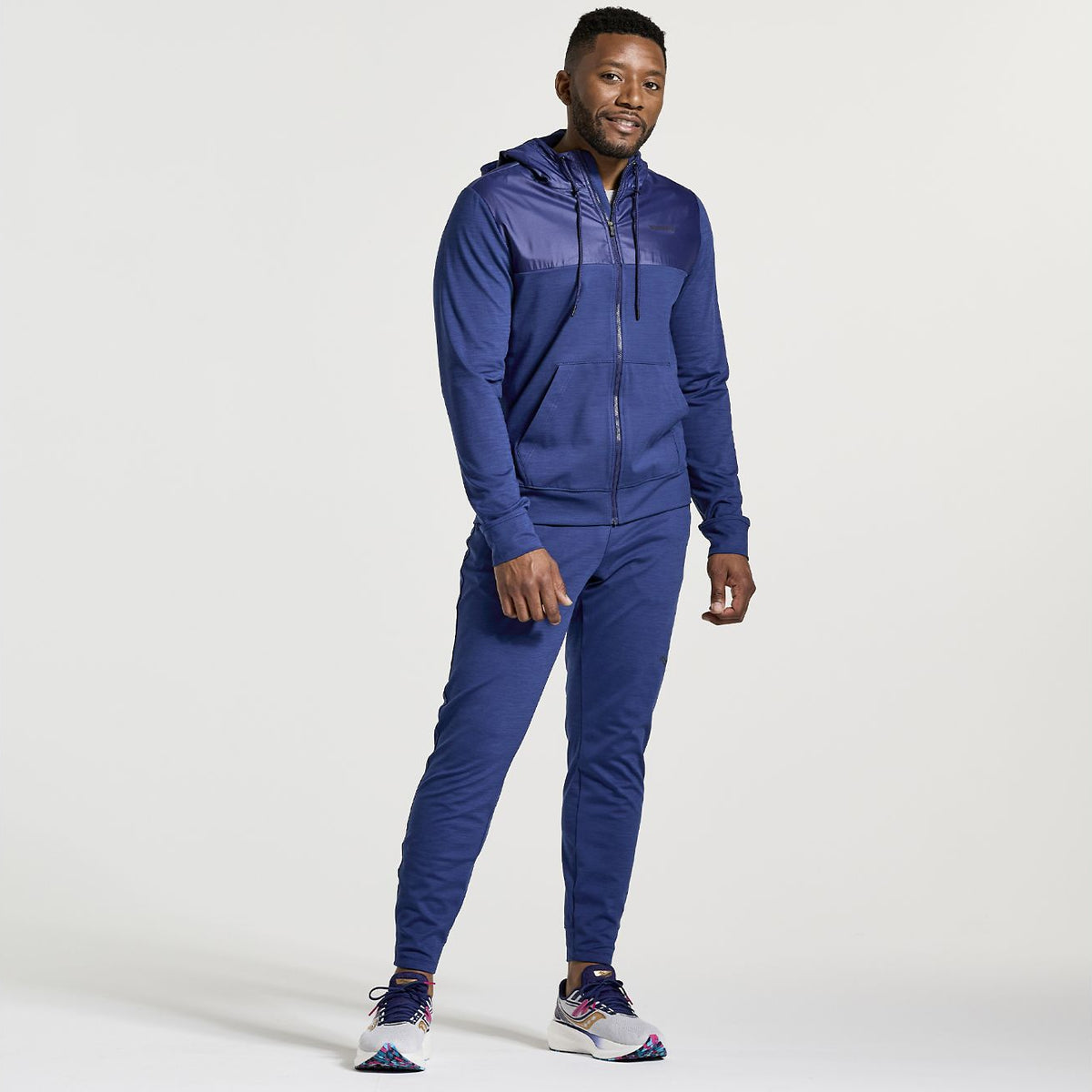Men's Saucony Solstice Zip Hoodie. Blue. Front view.