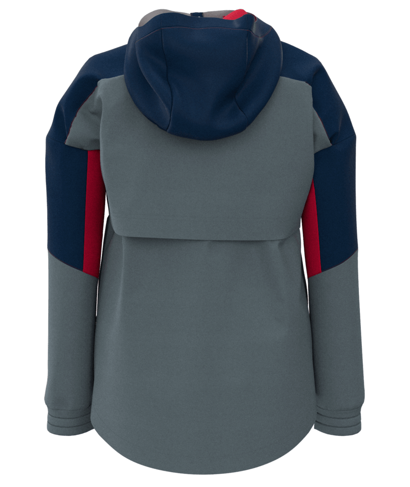 Women's Smartwool Active Ultralite Anorak | Grey, Blue and Red | Rear View
