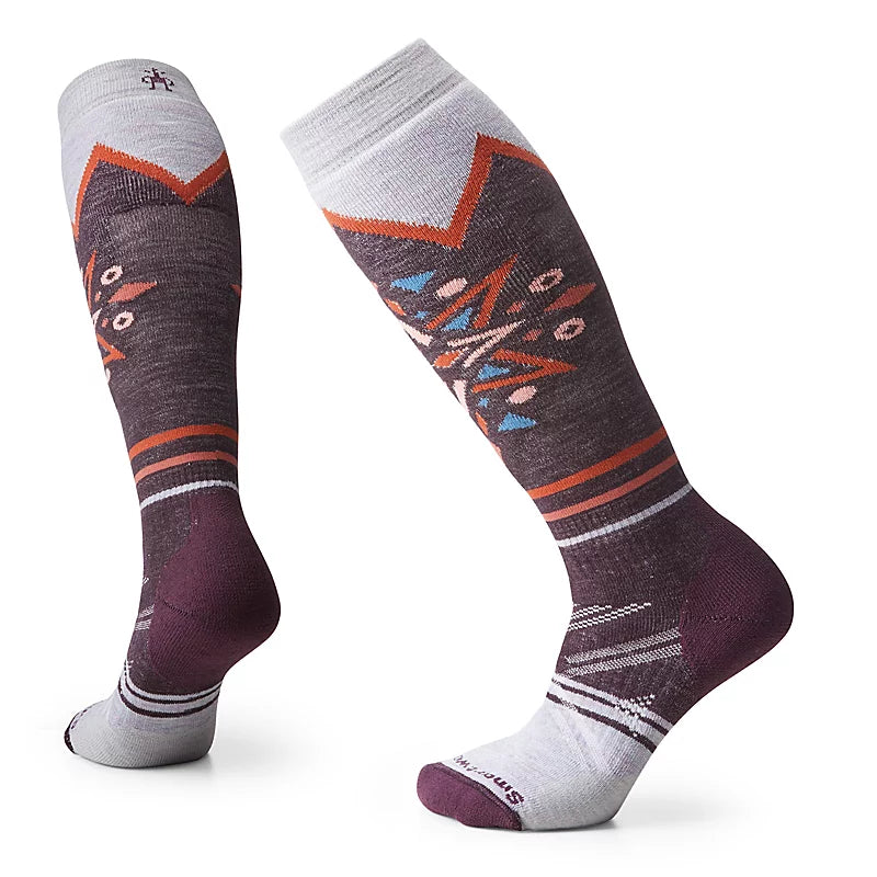 Smartwool Ski Full Cushion Socks | Graphic Design | Purple, White and Orange | Calf Height