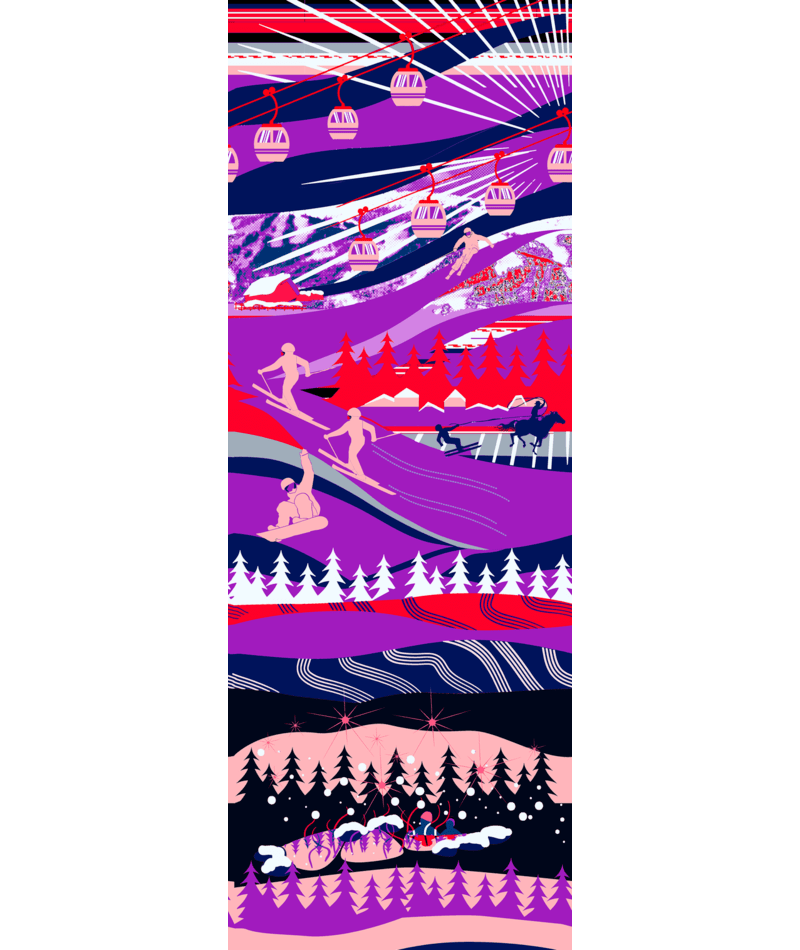 Smartwool Zero Cushion Socks | Graphic Ski Design | Purple Multicolored| Calf Height