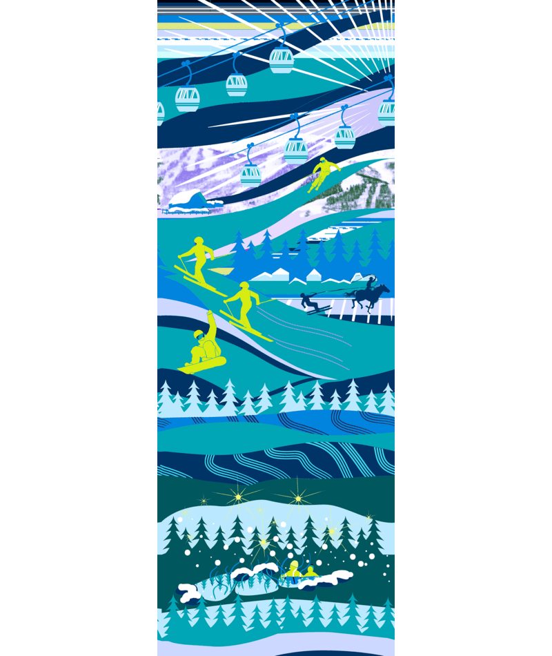 Smartwool Zero Cushion Socks | Graphic Ski Design | Blue Multicolored| Calf Height