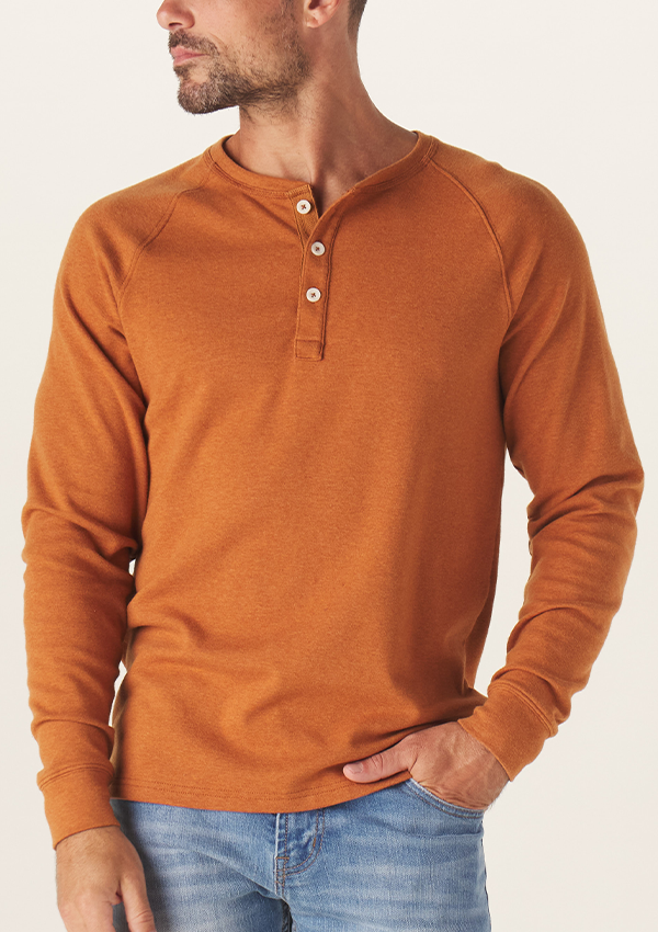 The Normal Brand Puremeso Long Sleeve Raglan Henley Men's Almond