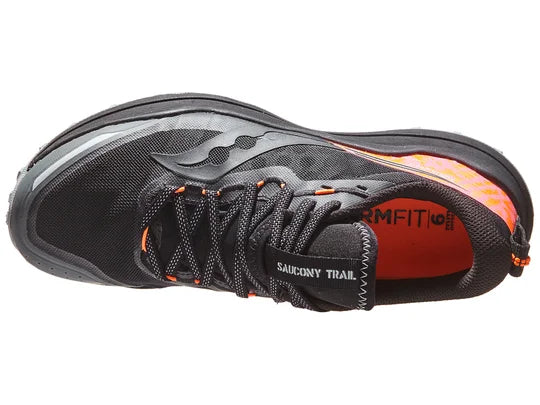 Women's Saucony Xodus 2. Black upper. Black midsole. Top view.