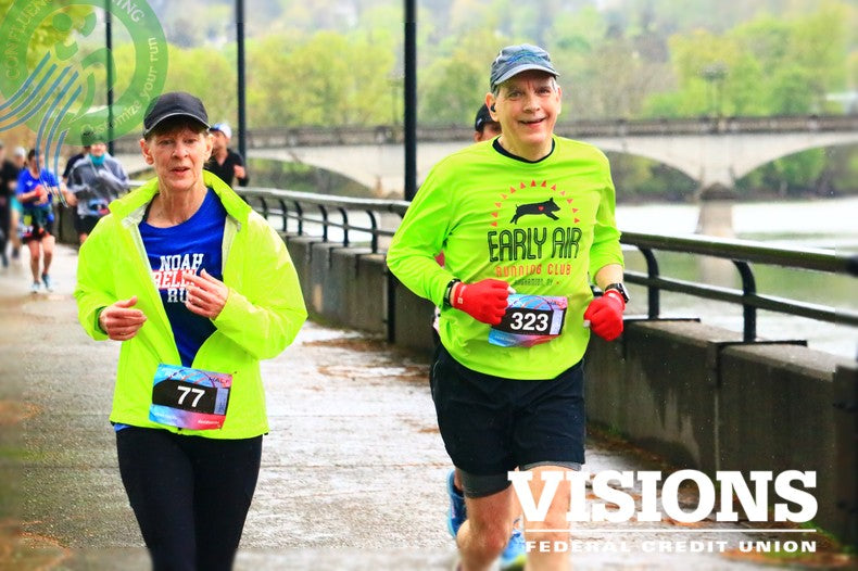 Tim Limer running in the Binghamton Bridge Run as part of the Early Air Running Club
