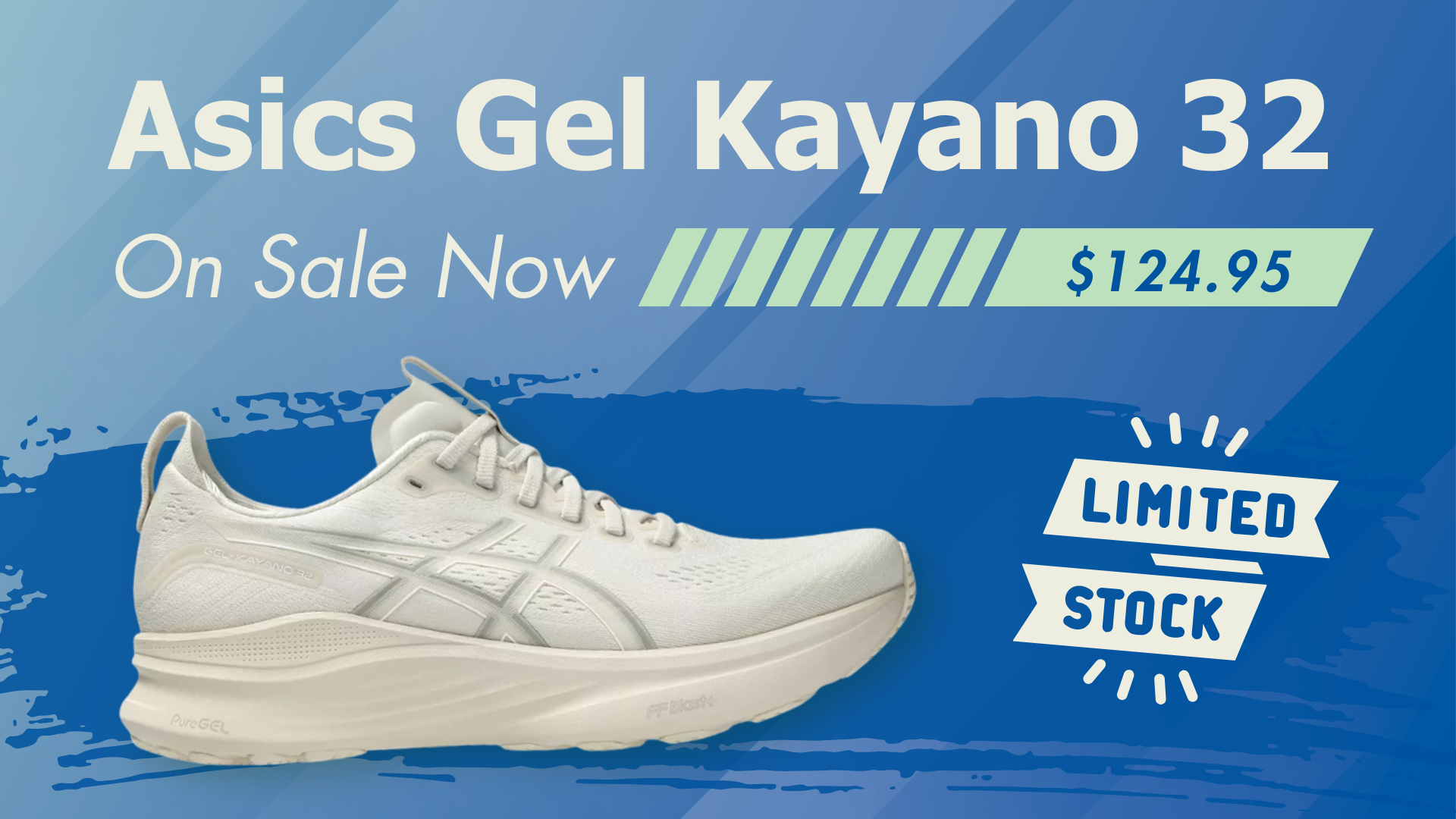 ASICS Gel-Kayano 32 stability running shoe on sale at Confluence Running with cushioned midsole and supportive design