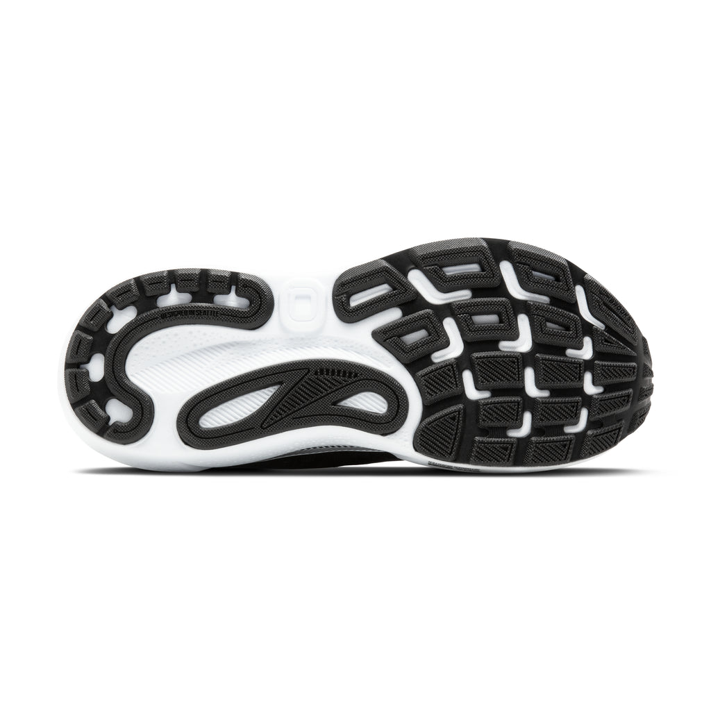 Men's Brooks Adrenaline GTS 24. Black upper. White midsole. Bottom view.