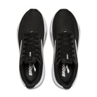 Men's Brooks Ghost 17. Black upper. White midsole. Top view.