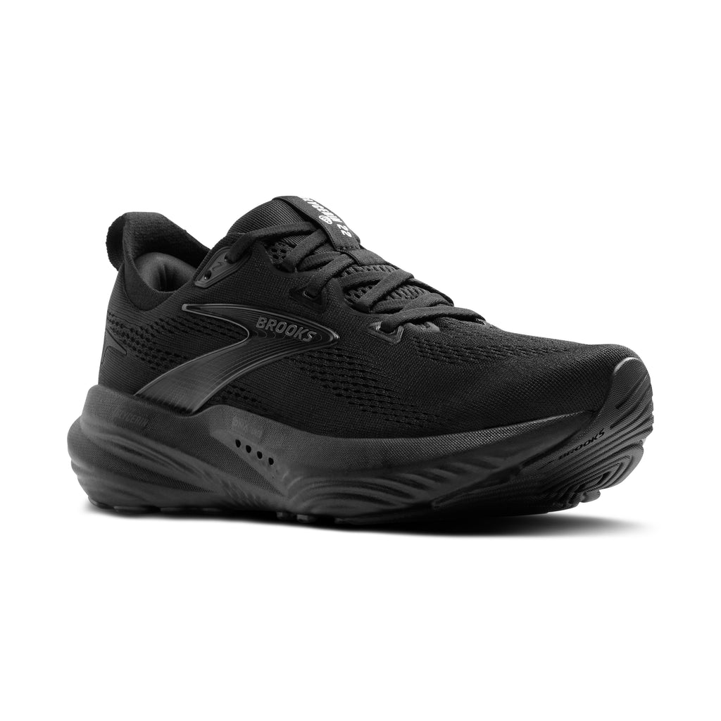 Men's Brooks Glycerin 22. Black upper. Black midsole. Lateral view.