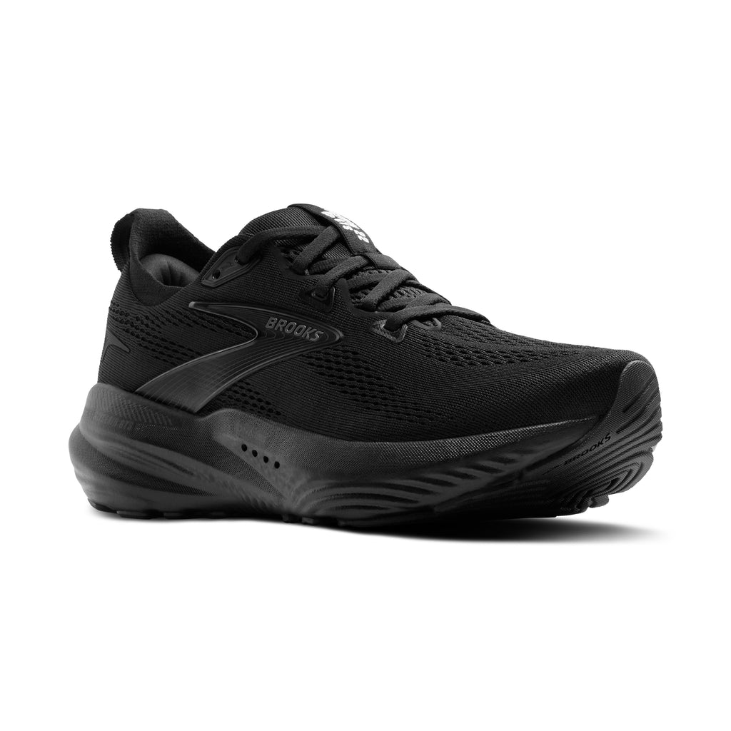 Men's Brooks Glycerin GTS 22. Black upper. Black midsole. Lateral view.