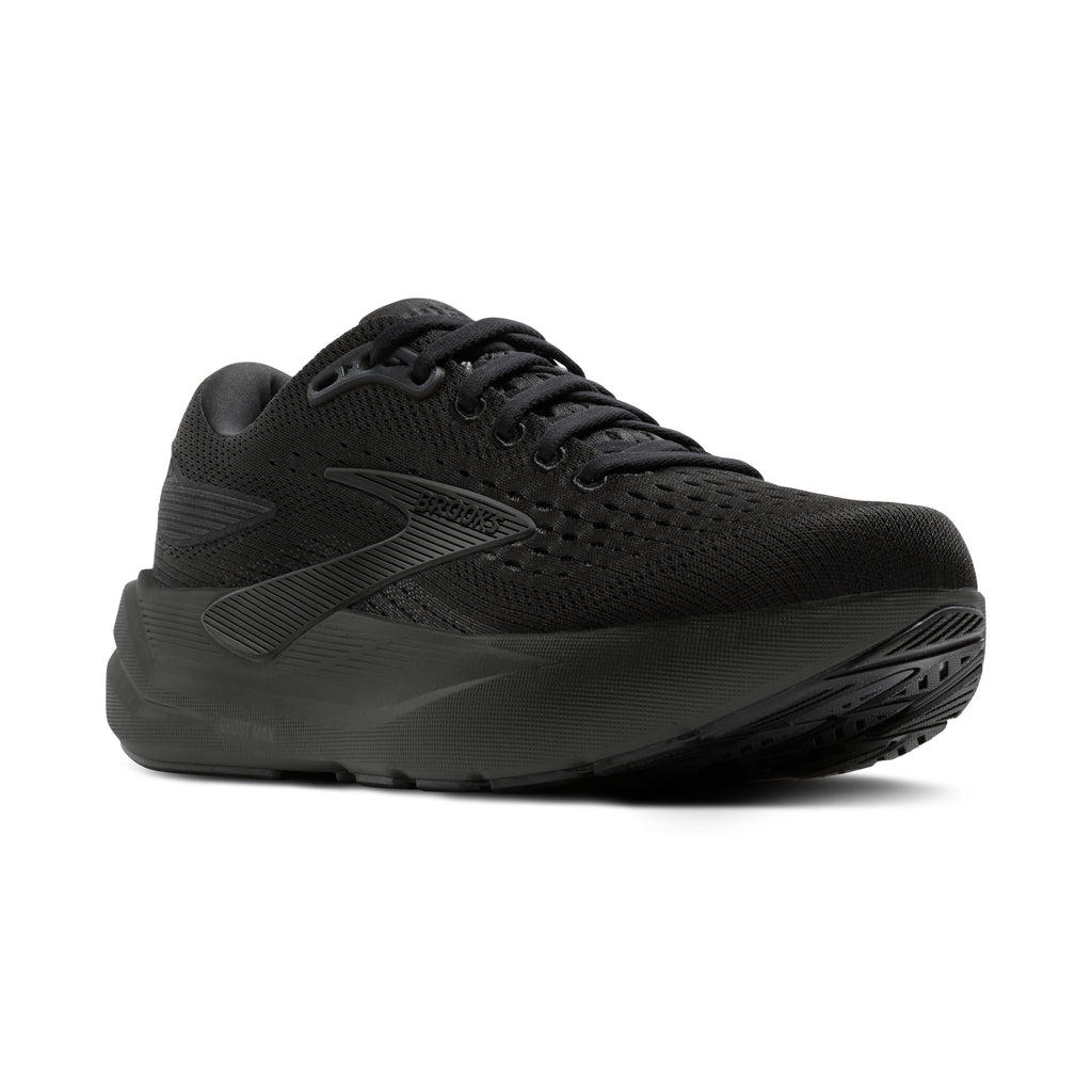 Men's Brooks Ghost Max 3. Black upper. Black midsole. Lateral view.