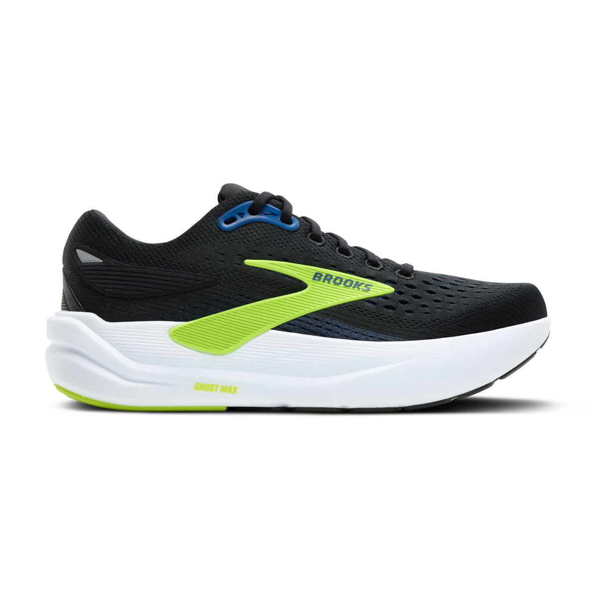 Men's Brooks Ghost Max 3 Black/Navy/Acid Lime lateral view