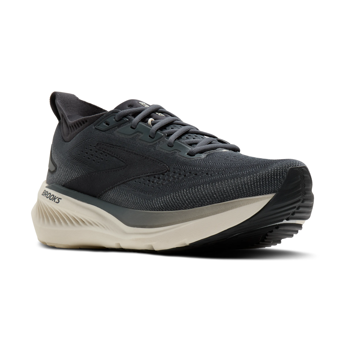 Brooks Glycerin 23 men's running shoe in Turbulence/Ebony/Clear, lateral view (image 1).