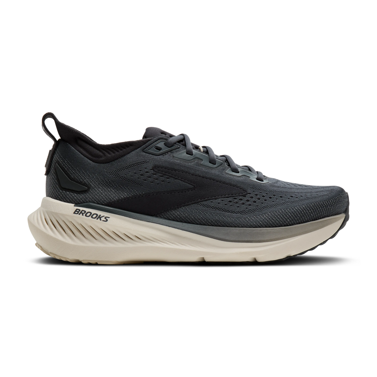 Brooks Glycerin 23 men's running shoe in Turbulence/Ebony/Clear, lateral view (image 2).