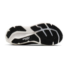 Men's Brooks Glycerin 23. Black upper. White midsole. Bottom view.