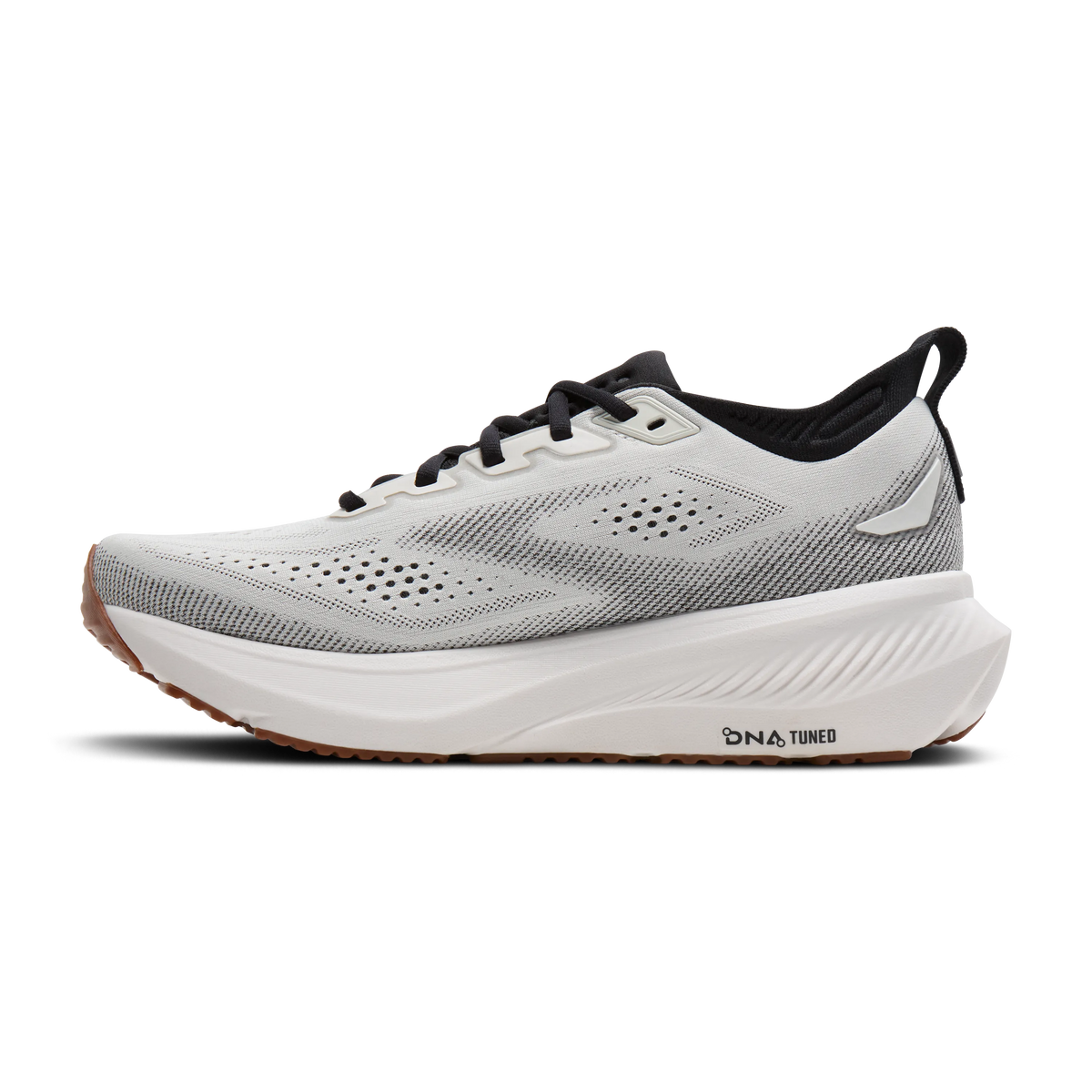 Brooks Glycerin 23 men's running shoe in White/Black/Gum, medial view (image 3).