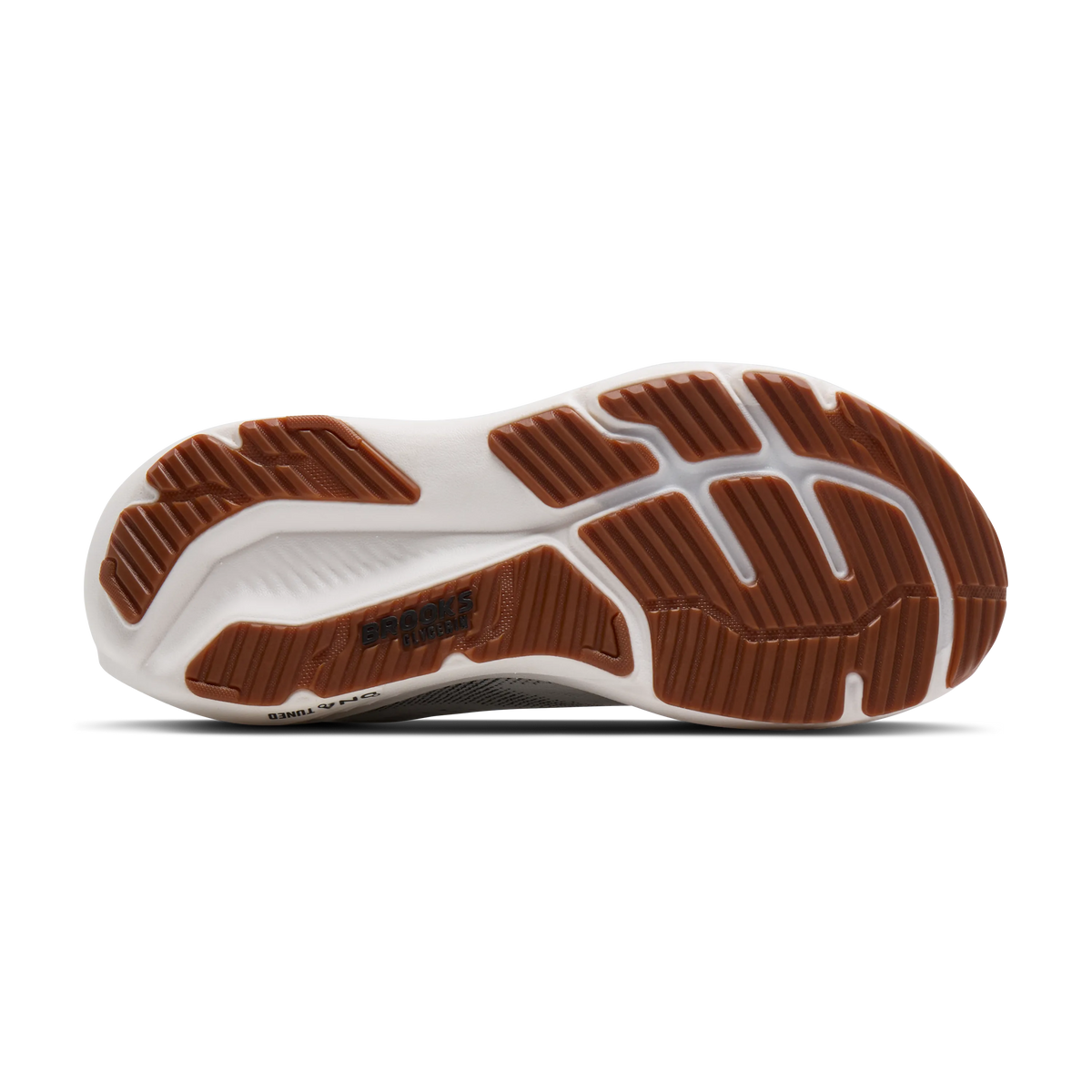 Brooks Glycerin 23 men's running shoe in White/Black/Gum, bottom view (image 5).