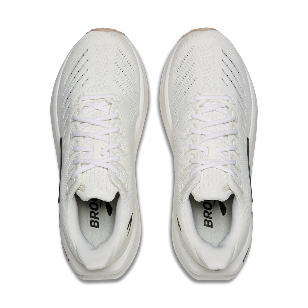 Men's Brooks Glycerin Max 2. White upper. White midsole. Top view.