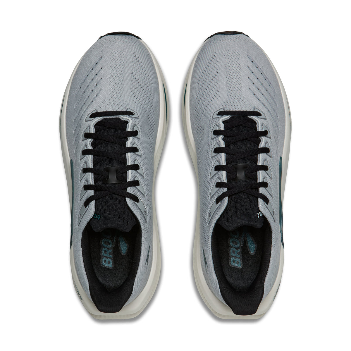 Men's Brooks Glycerin Max. Grey/Blue upper. White midsole. Top view.