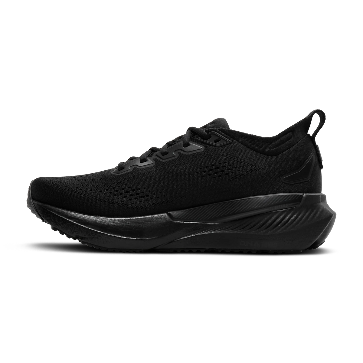 Brooks Glycerin GTS 23 men's stability running shoe in Black/Black/Ebony, medial view (image 3).