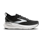 Men's Brooks Glycerin GTS 23. Black upper. White midsole. Lateral view.