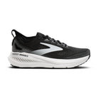 Men's Brooks Glycerin GTS 23. Black upper. White midsole. Lateral view.