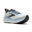 Brooks Glycerin GTS 23 men's stability running shoe in White/Rain/Baltic Sea, lateral view (image 1).