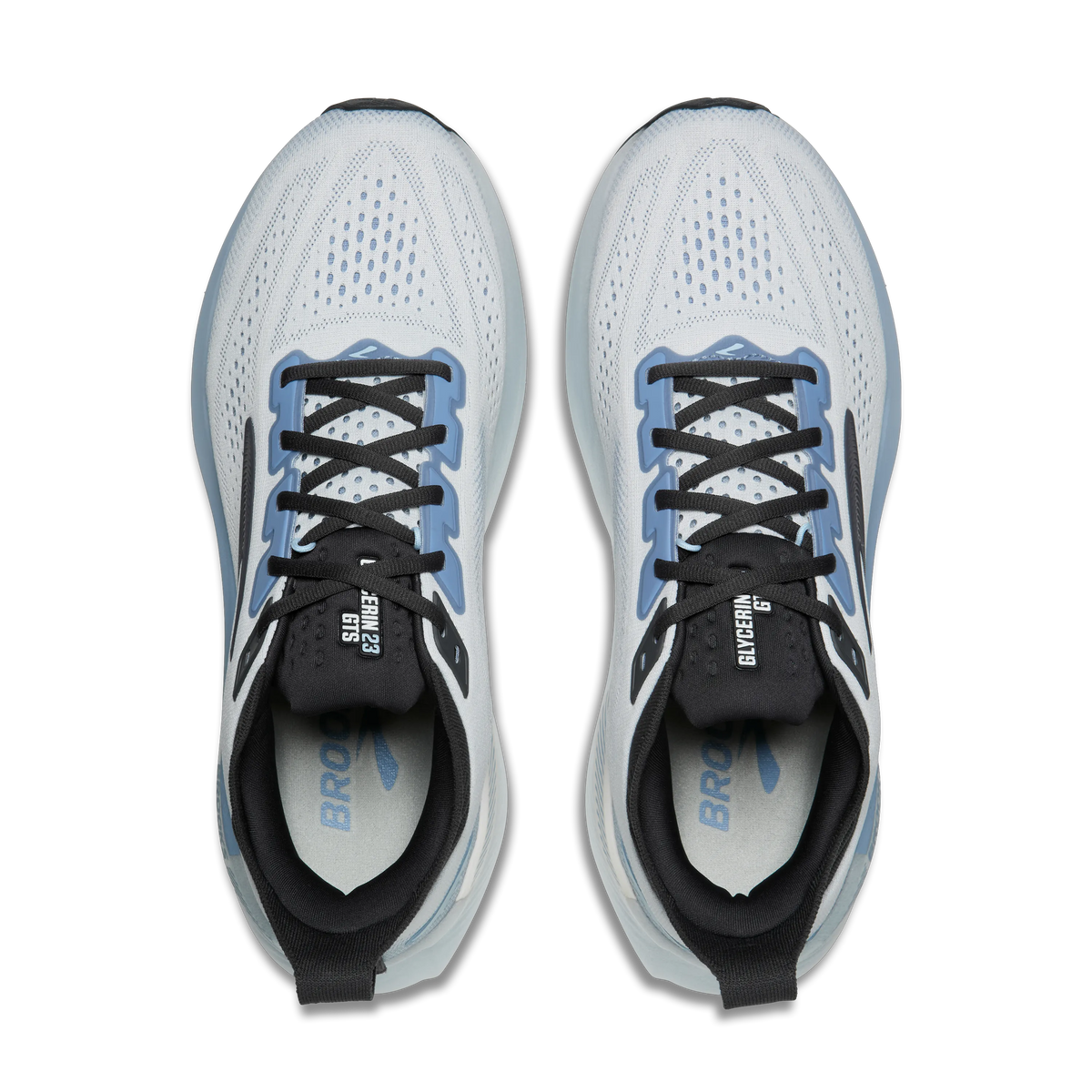 Brooks Glycerin GTS 23 men's stability running shoe in White/Rain/Baltic Sea, top view (image 4).