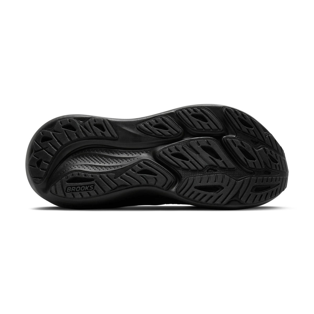Men's Brooks Adrenaline GTS 26. Black upper. Black midsole. Bottom view.