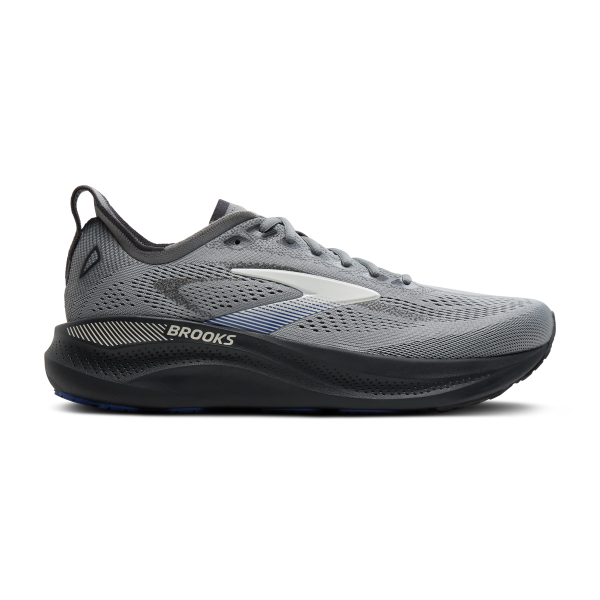 Men's Brooks Adrenaline GTS 26. Grey upper. Black midsole. Lateral view.