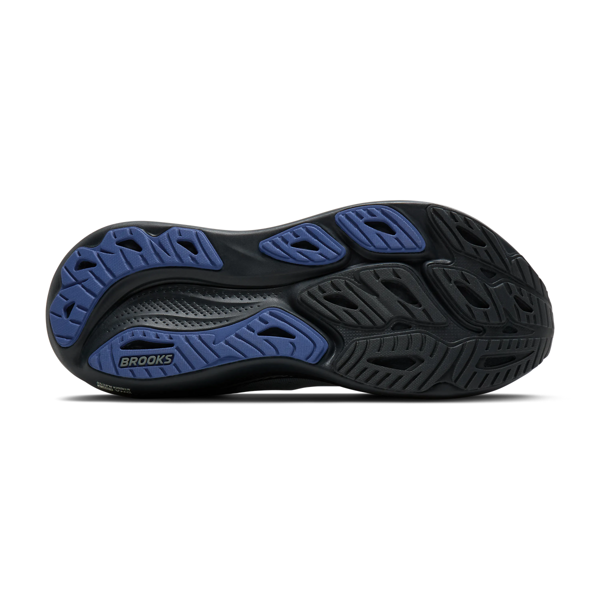 Men's Brooks Adrenaline GTS 26. Grey upper. Black midsole. Bottom view.