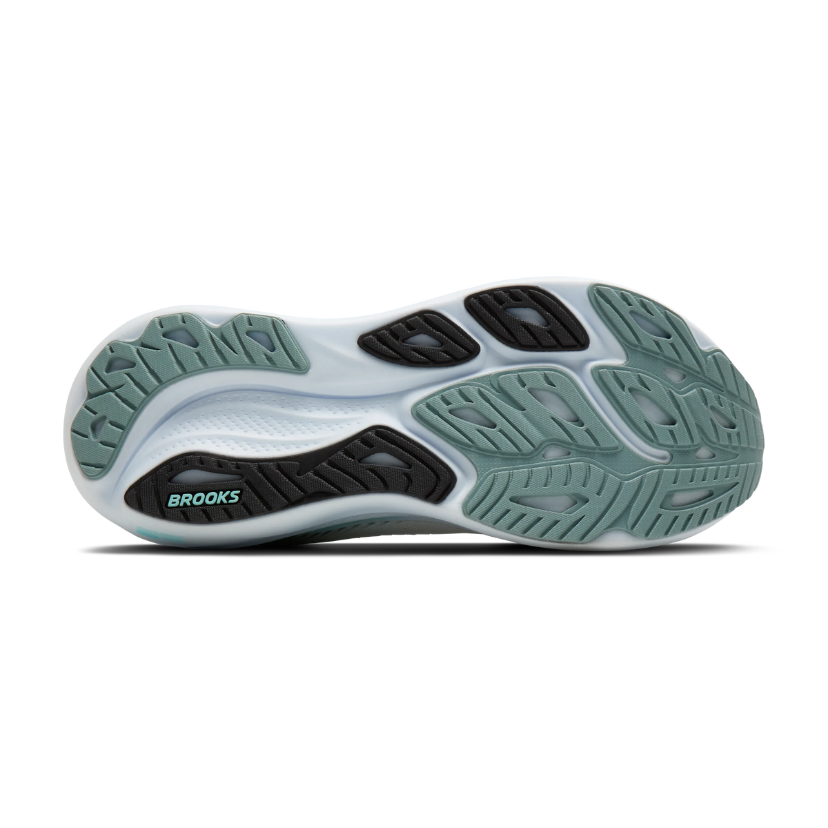 Men's Brooks Adrenaline GTS 26. White upper. White midsole. Bottom view.