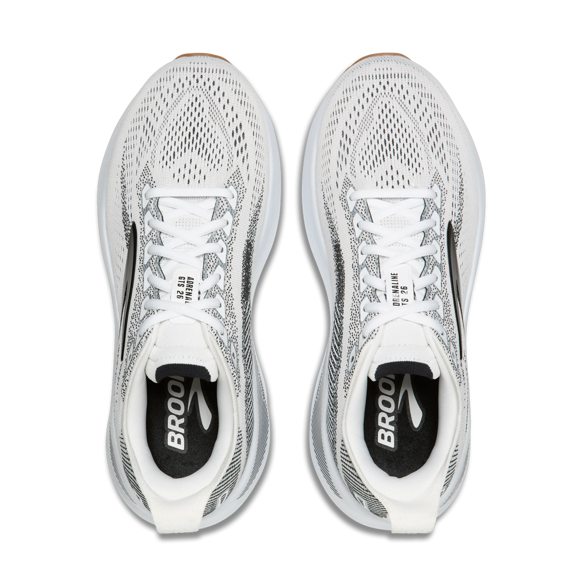 Men's Brooks Adrenaline GTS 26. White upper. White midsole. Top view.
