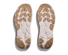 Men's Hoka Clifton 10. Light Grey upper. White midsole. Bottom view.