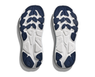 Women's Hoka Clifton 10. Light Blue upper. White midsole. Bottom view.