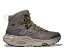 Men's Hoka Kaha GTX 3. Grey upper. Grey midsole. Lateral view.