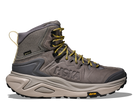 Men's Hoka Kaha GTX 3. Grey upper. Grey midsole. Lateral view.
