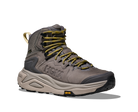 Men's Hoka Kaha GTX 3. Grey upper. Grey midsole. Lateral view.