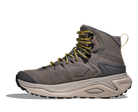 Men's Hoka Kaha GTX 3. Grey upper. Grey midsole. Medial view.