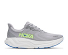 Men's Hoka Arahi 8. Grey upper. White midsole. Lateral view.
