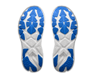 Men's Hoka Arahi 8. Grey upper. White midsole. Bottom view.