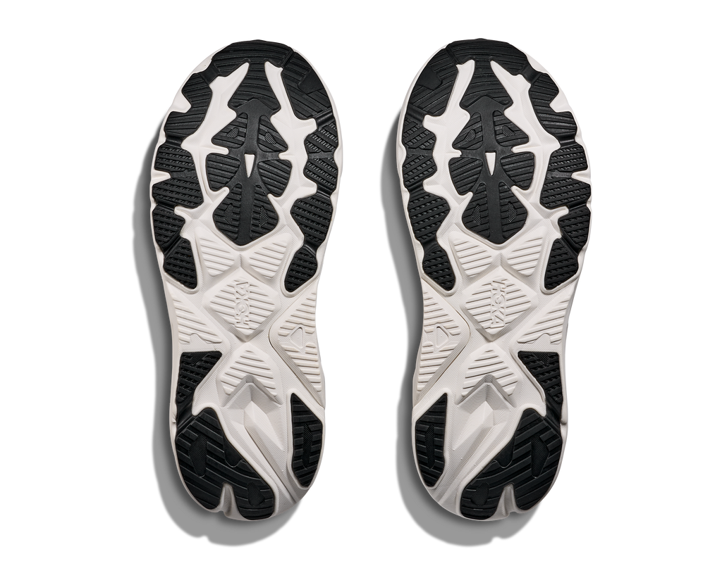 Men's Hoka Arahi 8. Navy upper. White midsole. Bottom view.