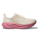 Women's HOKA Arahi 8 in Alabaster/Lingonberry, lateral view.