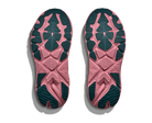 Women's HOKA Arahi 8 in Alabaster/Lingonberry, outsole view.
