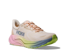 Women's HOKA Arahi 8 in Alabaster/Tangerine Glow, lateral view.