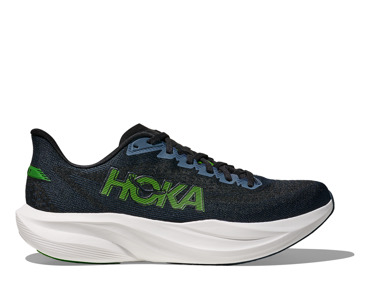Men's HOKA Mach 7 in Varsity Navy/Faded Navy, lateral view.