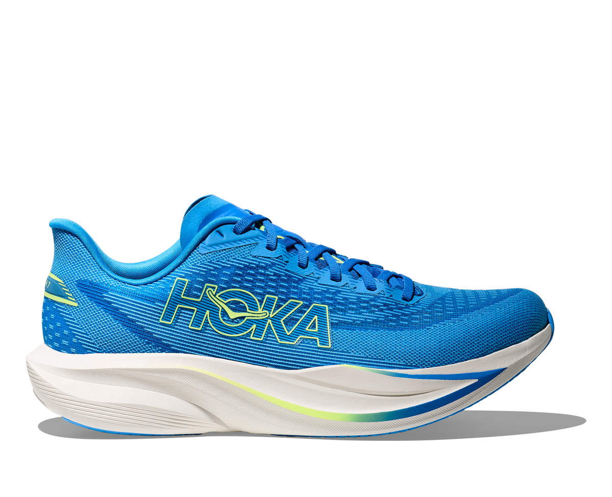 Men's HOKA Mach 7 in Virtual Blue/Soft Cobalt, lateral view.
