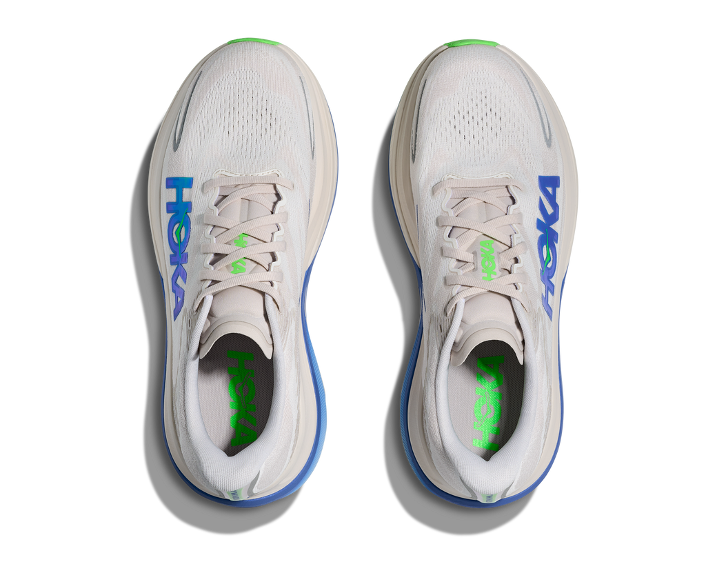 Men's Hoka Skyward X2. Grey upper. White midsole. Top view.