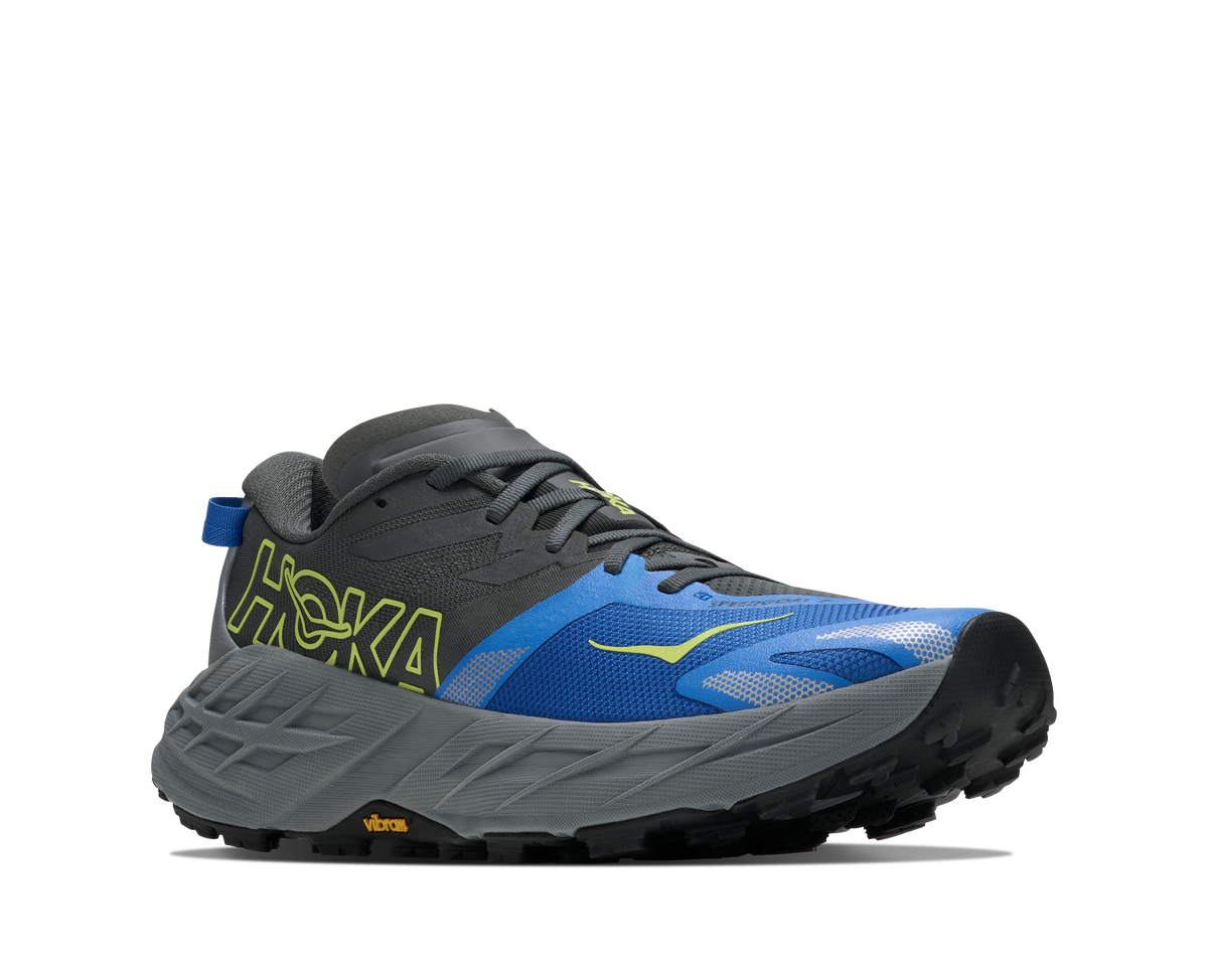 Men's HOKA Speedgoat 7 in Outer Orbit/Virtual Blue, lateral view.