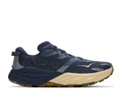 Men's HOKA Speedgoat 7 in Varsity Navy/Barley Flour, lateral view.