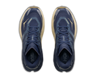 Men's HOKA Speedgoat 7 in Varsity Navy/Barley Flour, top view.
